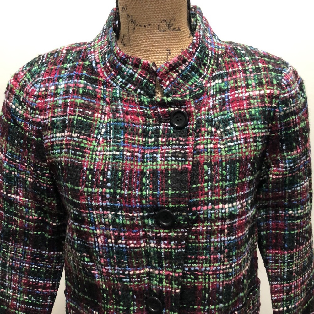 {Talbots} Multicolor Wool Blend Tweed Button Down… - image 3